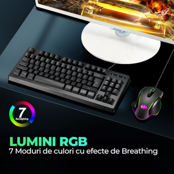 Mouse gaming Jiggler Timebox, cu fir, RGB, 3 trepte DPI, USB, 2.4 GHz, RGB Led, 4 Butoane, Negru - imagine 3