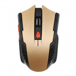 Mouse ergonomic pentru gaming, wireless, 1600 DPI, 5 butoane plus scroll, potrivit pentru mana dreapta, 2 baterii 3xAA, Auriu