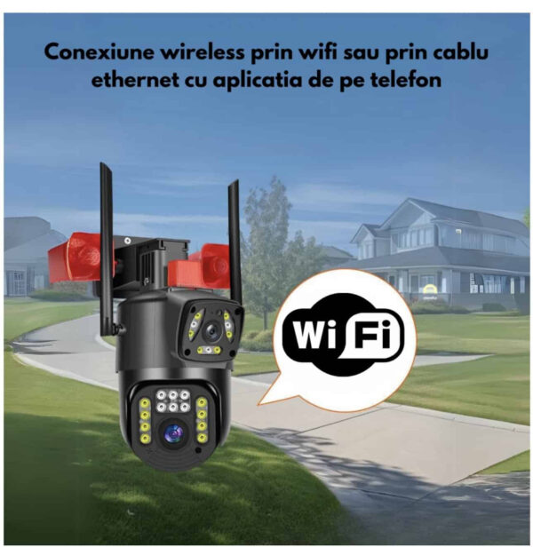 📷🔥 Cameră Duală ST Dual Pro 6MP Ultra HD 2K 🔥📷 🔄 PTZ 355° | 🚨 Senzor Mișcare | 🎙️ Audio Bidirecțional | 🔴🔵 LED-uri Color - imagine 4
