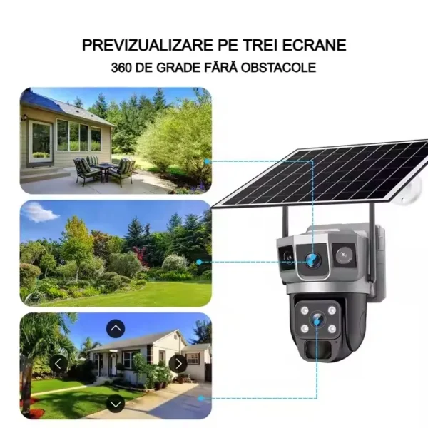 ☀️📡 Cameră Solară 4G Dual Lens 4MP HD 📡☀️ 🔍 Zoom Optic 10x | 🔄 PTZ 355° | 🔋 Baterie Integrată | 📱 Control prin Aplicația V380 - imagine 2