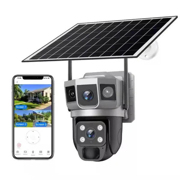 ☀️📡 Cameră Solară 4G Dual Lens 4MP HD 📡☀️ 🔍 Zoom Optic 10x | 🔄 PTZ 355° | 🔋 Baterie Integrată | 📱 Control prin Aplicația V380 - imagine 3