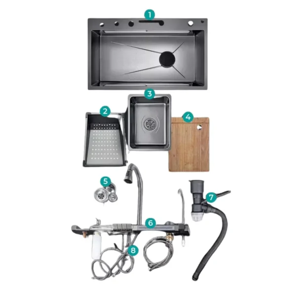 ✨🔥 Chiuvetă Premium Inox 81×50 cm 🔥✨ 📟 Afișaj Digital | 🚰 Robinet Cascadă | 🥗 Accesorii Incluse - imagine 6