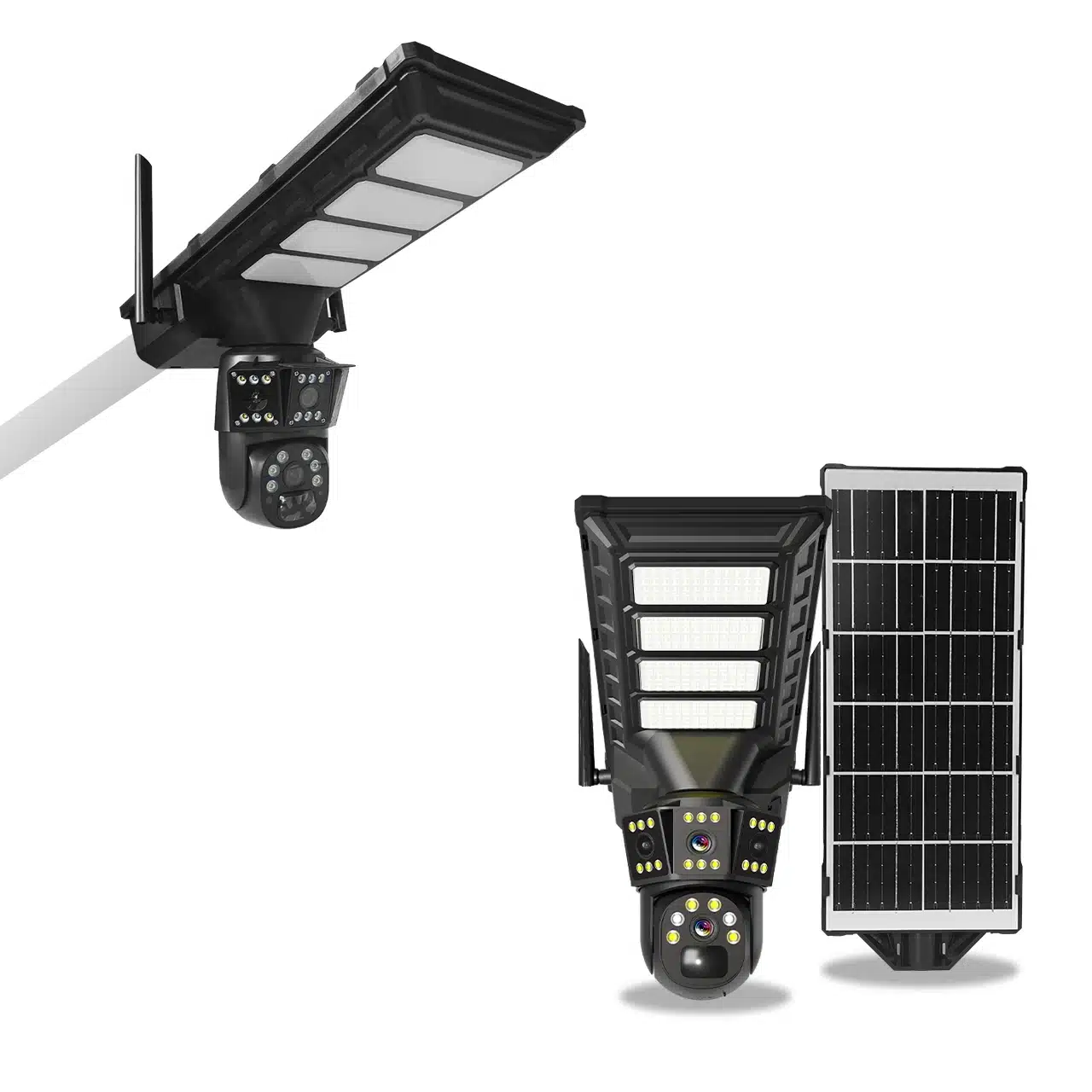 Lampă solară inteligentă cu cameră Wi-Fi CCTV integrată, senzor de mișcare, control de pe telefon și protecție IP67 – iluminare și securitate pentru exterior